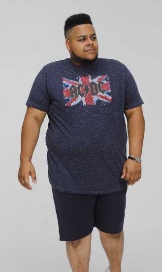 D555 DENNIS Official AC/DC Printed Crew Neck T-Shirt Navy Reno - Тениски - мъжки тениски големи размери