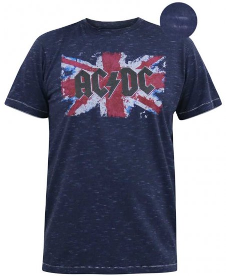 D555 DENNIS Official AC/DC Printed Crew Neck T-Shirt Navy Reno - Тениски - мъжки тениски големи размери