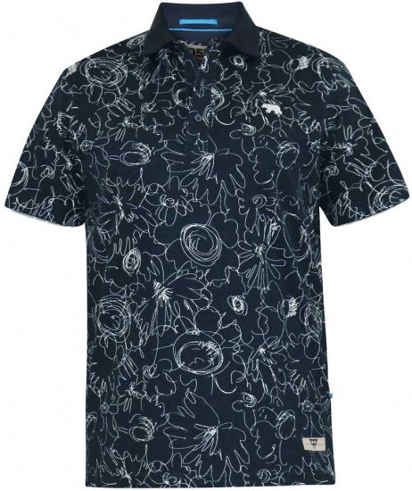 D555 ROLAND Printed Polo Shirt Navy - Поло тениски - мъжки тениски с яка големи размери