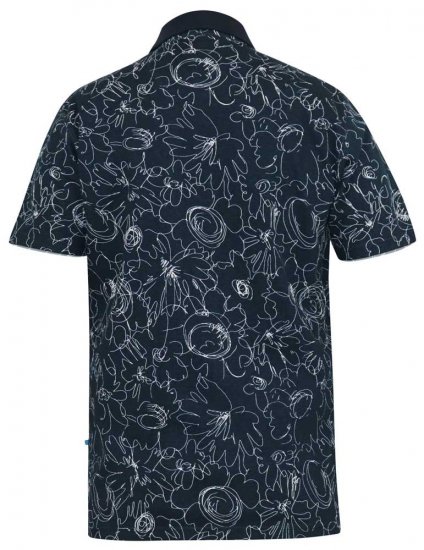 D555 ROLAND Printed Polo Shirt Navy - Поло тениски - мъжки тениски с яка големи размери
