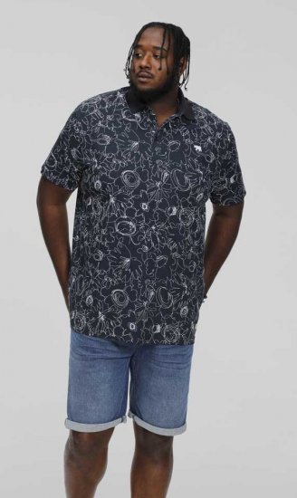 D555 ROLAND Printed Polo Shirt Navy - Поло тениски - мъжки тениски с яка големи размери