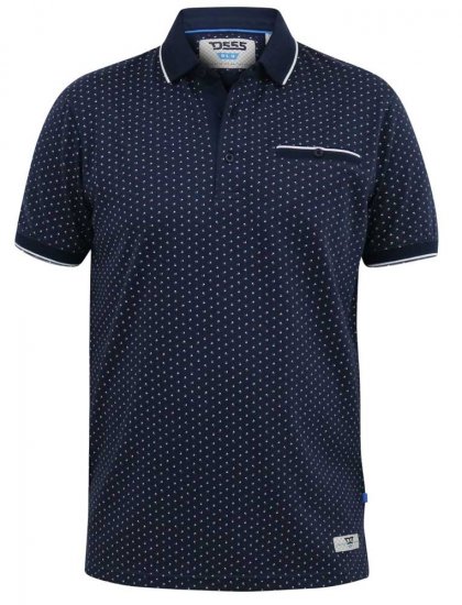 D555 DARWIN AO Printed Polo Shirt Navy - Поло тениски - мъжки тениски с яка големи размери