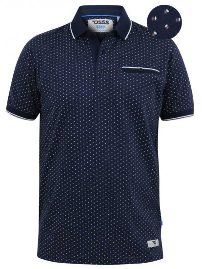 D555 DARWIN AO Printed Polo Shirt Navy - Поло тениски - мъжки тениски с яка големи размери
