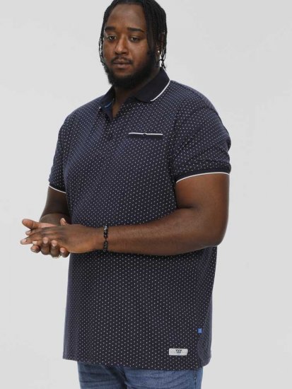 D555 DARWIN AO Printed Polo Shirt Navy - Поло тениски - мъжки тениски с яка големи размери