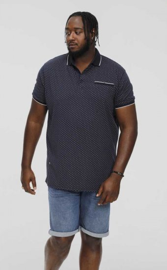 D555 DARWIN AO Printed Polo Shirt Navy - Поло тениски - мъжки тениски с яка големи размери