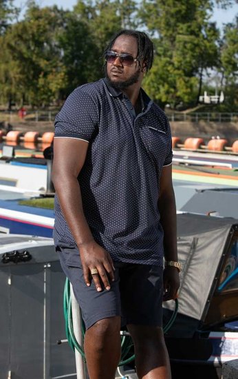 D555 DARWIN AO Printed Polo Shirt Navy - Поло тениски - мъжки тениски с яка големи размери