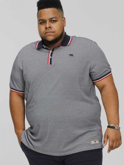 D555 BAYTON 2 Fine Stripe Jersey Polo Grey - Поло тениски - мъжки тениски с яка големи размери