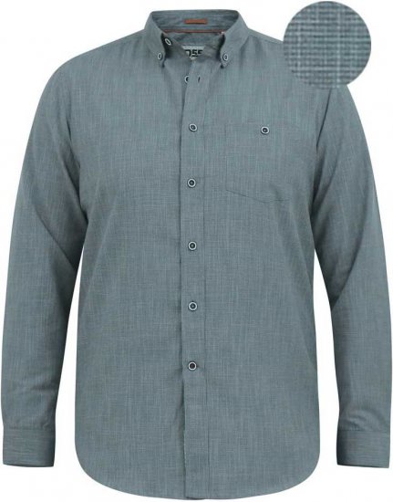 D555 RADCLIFFE Cross Hatch Soft Touch Slub Long Sleeve Shirt With Chest Patch Pocket Charcoal - Ризи - мъжки ризи големи размери