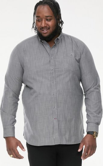 D555 RADCLIFFE Cross Hatch Soft Touch Slub Long Sleeve Shirt With Chest Patch Pocket Charcoal - Ризи - мъжки ризи големи размери