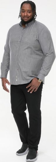 D555 RADCLIFFE Cross Hatch Soft Touch Slub Long Sleeve Shirt With Chest Patch Pocket Charcoal - Ризи - мъжки ризи големи размери