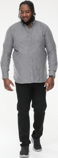 D555 RADCLIFFE Cross Hatch Soft Touch Slub Long Sleeve Shirt With Chest Patch Pocket Charcoal - Ризи - мъжки ризи големи размери