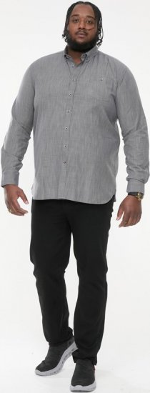 D555 RADCLIFFE Cross Hatch Soft Touch Slub Long Sleeve Shirt With Chest Patch Pocket Charcoal - Ризи - мъжки ризи големи размери