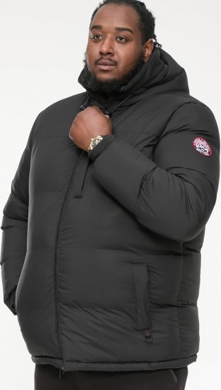 D555 DOMENIC Quilted Puffer Jacket With Half Micro Fleece Lining And Hood Black - Якета - мъжки якета големи размери