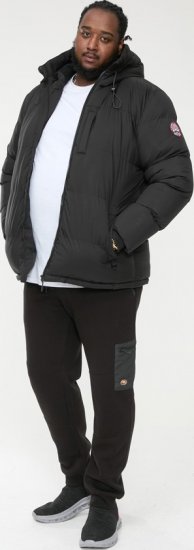 D555 DOMENIC Quilted Puffer Jacket With Half Micro Fleece Lining And Hood Black - Якета - мъжки якета големи размери