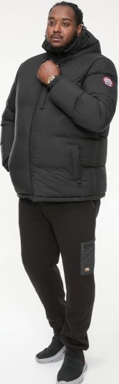 D555 DOMENIC Quilted Puffer Jacket With Half Micro Fleece Lining And Hood Black - Якета - мъжки якета големи размери