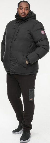 D555 DOMENIC Quilted Puffer Jacket With Half Micro Fleece Lining And Hood Black - Якета - мъжки якета големи размери