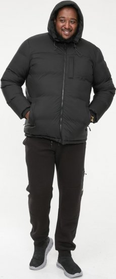 D555 DOMENIC Quilted Puffer Jacket With Half Micro Fleece Lining And Hood Black - Якета - мъжки якета големи размери