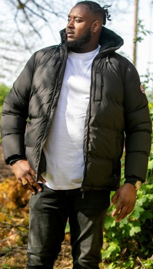 D555 DOMENIC Quilted Puffer Jacket With Half Micro Fleece Lining And Hood Black - Якета - мъжки якета големи размери
