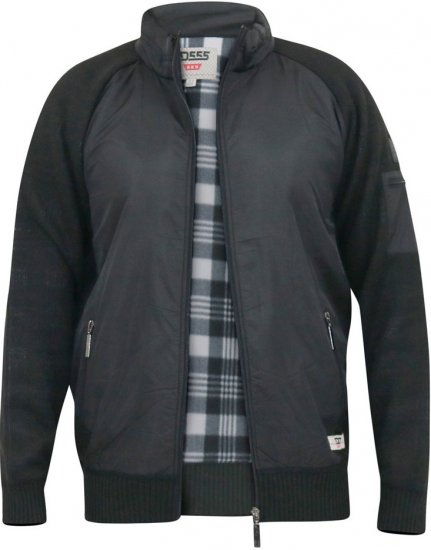 D555 MARSDEN Hybrid Knitted Jacket With Bonded Fleece Lining Black - Якета - мъжки якета големи размери