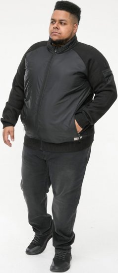 D555 MARSDEN Hybrid Knitted Jacket With Bonded Fleece Lining Black - Якета - мъжки якета големи размери