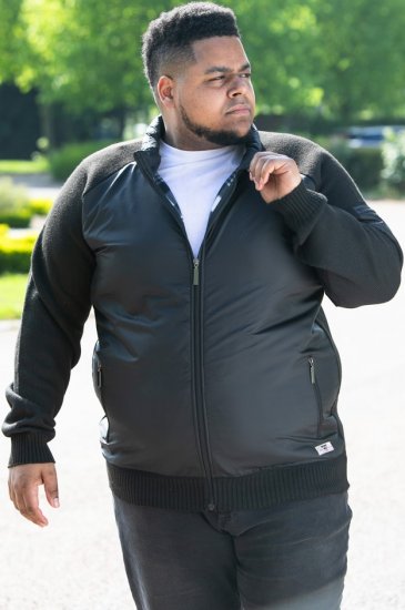 D555 MARSDEN Hybrid Knitted Jacket With Bonded Fleece Lining Black - Якета - мъжки якета големи размери