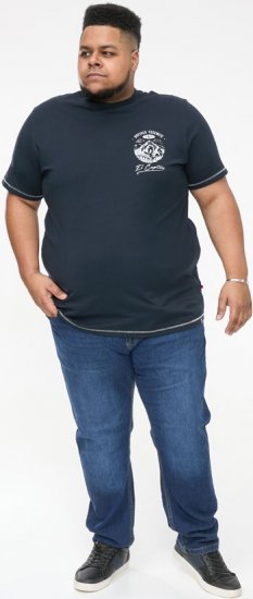 D555 GRAHAM YOSEMITE Chest And Back Printed Crew Neck T-Shirt Navy - Тениски - мъжки тениски големи размери
