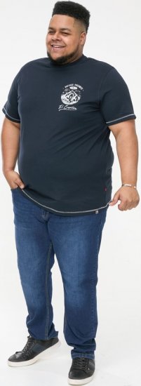 D555 GRAHAM YOSEMITE Chest And Back Printed Crew Neck T-Shirt Navy - Тениски - мъжки тениски големи размери