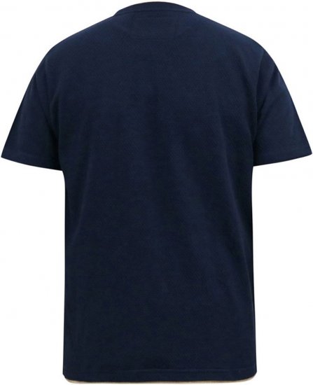D555 SANDFORD Double Layer On Neck Ribs And Hem Waffle Textured T-Shirt Navy - Тениски - мъжки тениски големи размери
