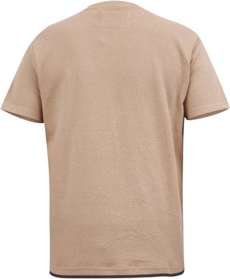 D555 SANDFORD Double Layer On Neck Ribs And Hem Waffle Textured T-Shirt Beige - Тениски - мъжки тениски големи размери