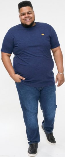 D555 ORSTON Reno Fabric Crew Neck T-Shirt With Chest Embroidery Blue Reno - Тениски - мъжки тениски големи размери
