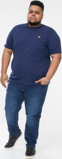 D555 ORSTON Reno Fabric Crew Neck T-Shirt With Chest Embroidery Blue Reno - Тениски - мъжки тениски големи размери
