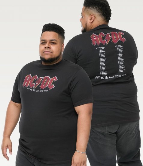 D555 JAILBREAK Official Ac/Dc Printed T-Shirt With Front And Back Print - Black - Тениски - мъжки тениски големи размери