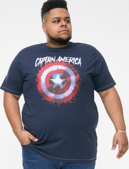 D555 ROGERS Official Captain America Printed T-Shirt Dark Navy - Тениски - мъжки тениски големи размери