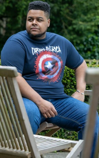 D555 ROGERS Official Captain America Printed T-Shirt Dark Navy - Тениски - мъжки тениски големи размери