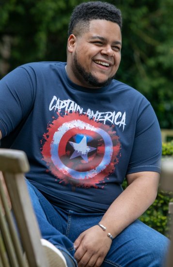 D555 ROGERS Official Captain America Printed T-Shirt Dark Navy - Тениски - мъжки тениски големи размери