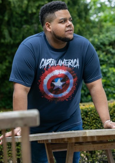 D555 ROGERS Official Captain America Printed T-Shirt Dark Navy - Тениски - мъжки тениски големи размери