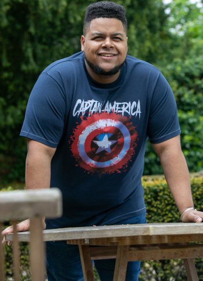 D555 ROGERS Official Captain America Printed T-Shirt Dark Navy - Тениски - мъжки тениски големи размери