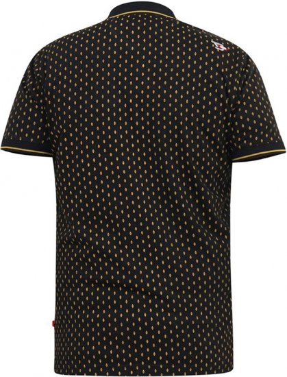 D555 RAUL AOP Jersey Polo With Jacquard Collar, Ribs And Chest Pocket Black - Поло тениски - мъжки тениски с яка големи размери