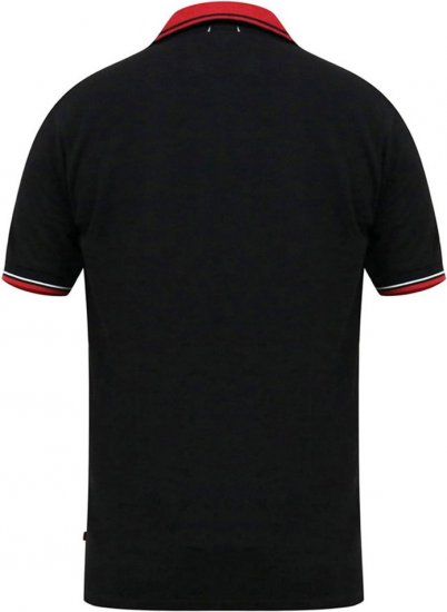 D555 CHESTER Pique Polo With Red Collar With Tipping Detail And Chest Embroidery Black - Поло тениски - мъжки тениски с яка големи размери