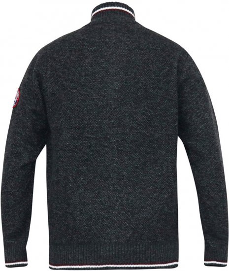 D555 ABERDARE Knitted Zip Through Sweater With Bonded Check Lining Charcoal Marl - Суичъри & cуичъри с качулка - мъжки суичъри големи размери
