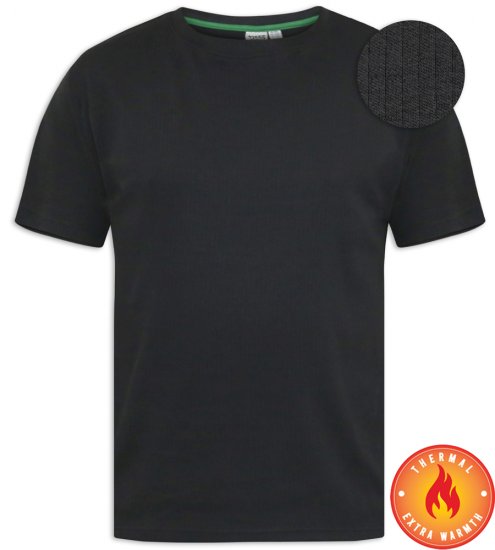 D555 Motherwell Thermal Short Sleeve T-Shirt Black - Бельо & Бански шорти - Мъжко бельо големи размери