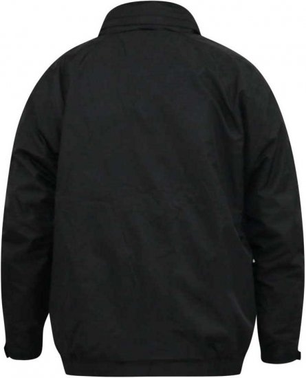 D555 Rudy Showerproof Fleece Lined Jacket With Packaway Hood - Black - Якета - мъжки якета големи размери