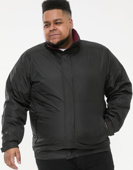D555 Rudy Showerproof Fleece Lined Jacket With Packaway Hood - Black - Якета - мъжки якета големи размери