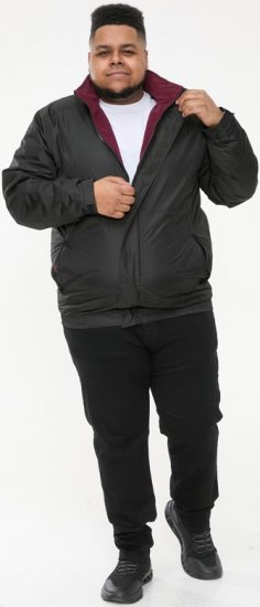 D555 Rudy Showerproof Fleece Lined Jacket With Packaway Hood - Black - Якета - мъжки якета големи размери