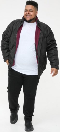 D555 Rudy Showerproof Fleece Lined Jacket With Packaway Hood - Black - Якета - мъжки якета големи размери