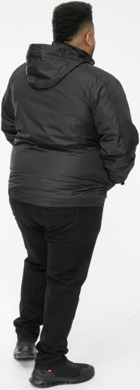D555 Rudy Showerproof Fleece Lined Jacket With Packaway Hood - Black - Якета - мъжки якета големи размери