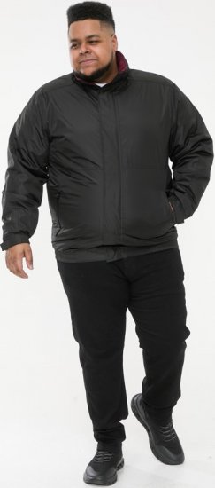 D555 Rudy Showerproof Fleece Lined Jacket With Packaway Hood - Black - Якета - мъжки якета големи размери