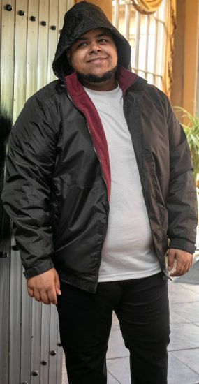 D555 Rudy Showerproof Fleece Lined Jacket With Packaway Hood - Black - Якета - мъжки якета големи размери