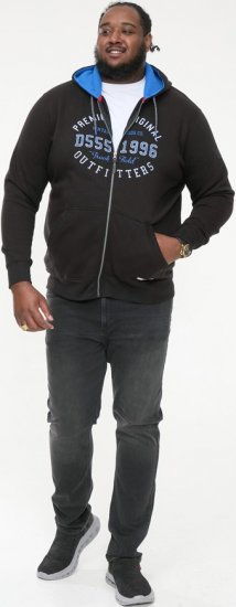 D555 LINGARD Full Zip Hoody With Original Chest Print Black - Суичъри & cуичъри с качулка - мъжки суичъри големи размери