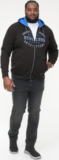 D555 LINGARD Full Zip Hoody With Original Chest Print Black - Суичъри & cуичъри с качулка - мъжки суичъри големи размери